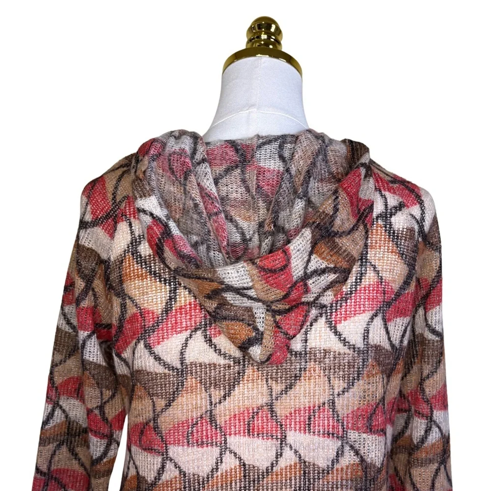 Geometric Patterned Open Front Cardigan - Picture 6 of 10